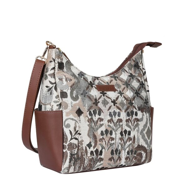 Abstract Print Tapestry Hobo Crossbody Bag for Women, Leather Shoulder Sling Bag - Picture 8 of 8